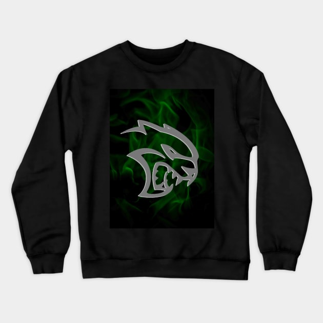 Hellcat Green Flames Crewneck Sweatshirt by jackofdreams22